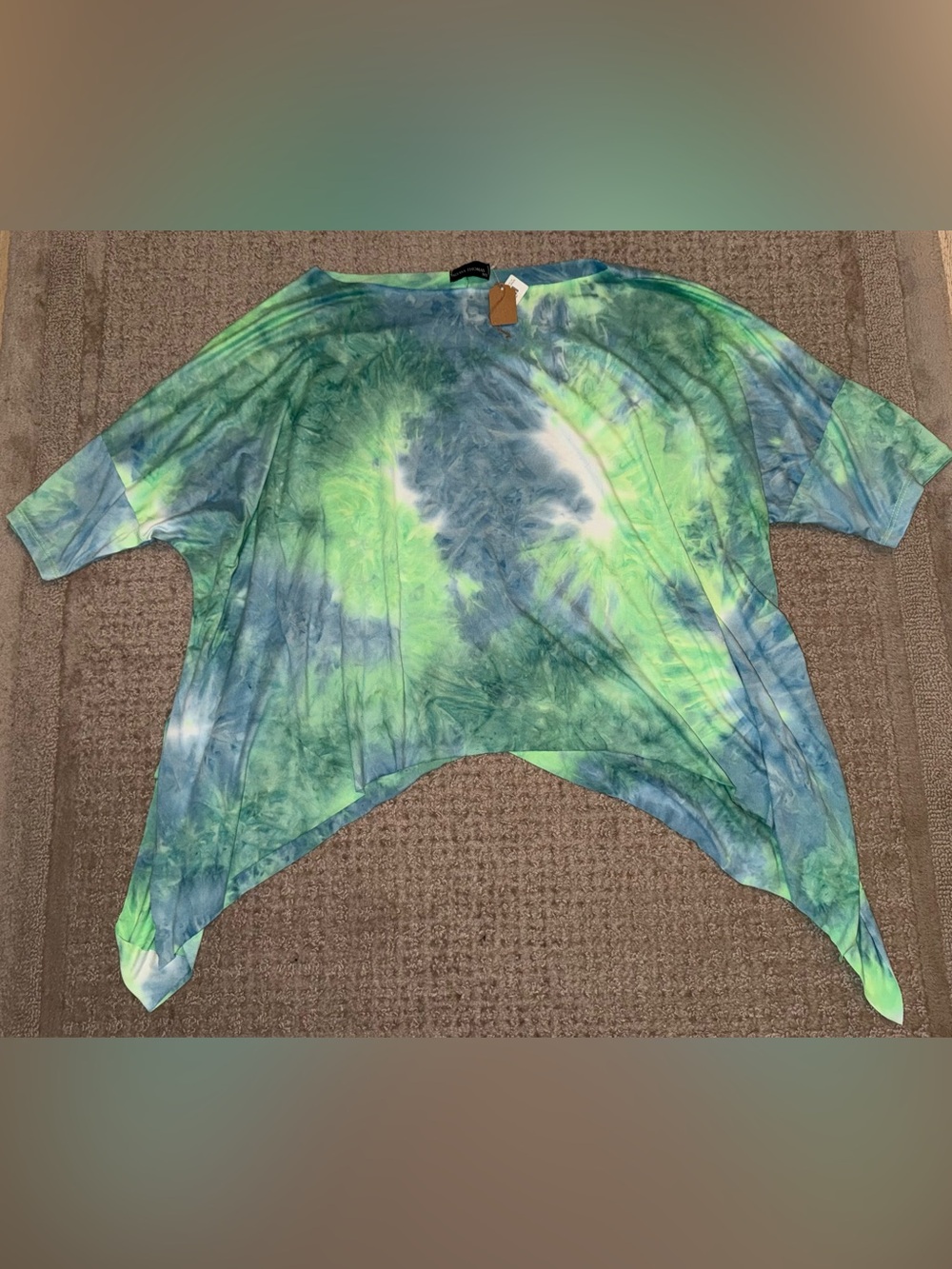 Alyssa Thomas NY Tie Dye Oversized Off Shoulder Top L / XL Blue Green large